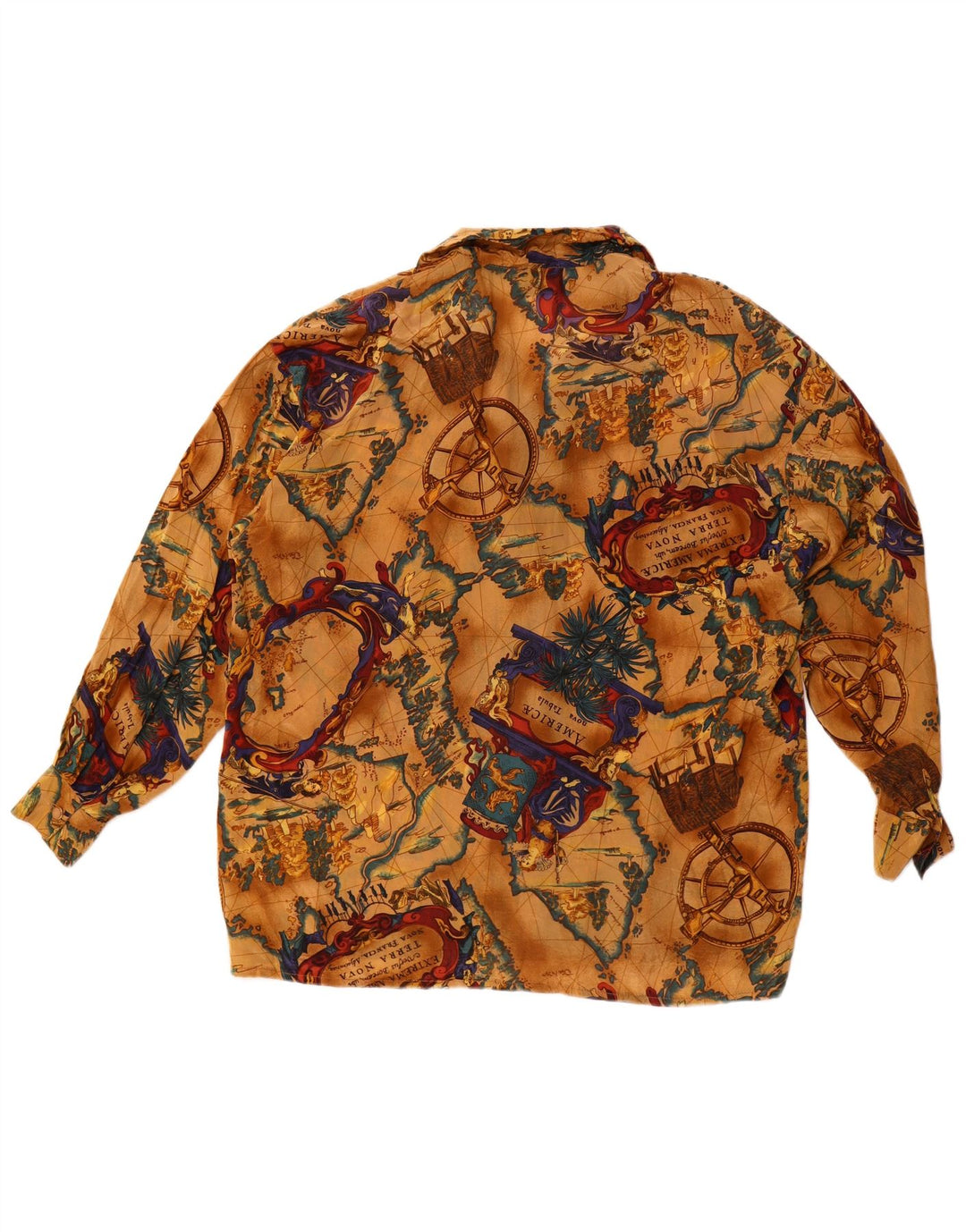 Винтажная женская блузка-рубашка оверсайз с графическим рисунком, Великобритания, 16, большая, бежевого ацетатного цвета