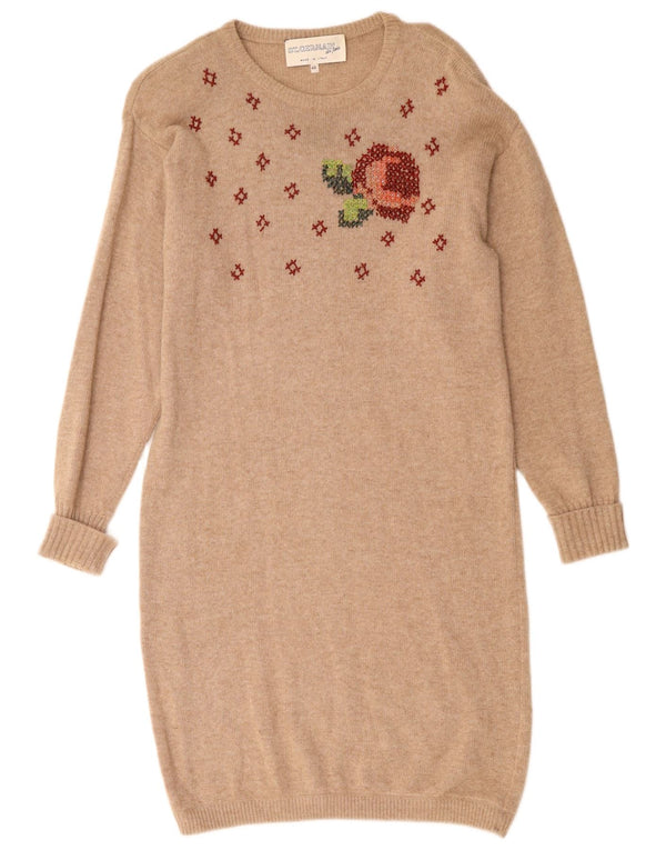 СТ. GERMAIN Женское платье-джемпер с длинными рукавами EU 46 XL Бежевая ангора