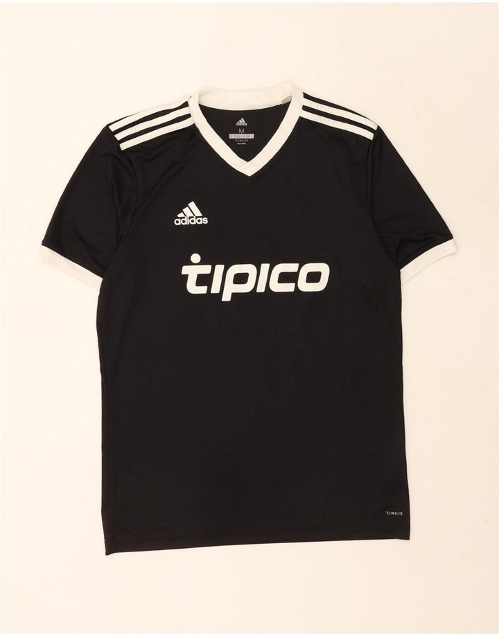Мужская футболка Adidas с рисунком, верхняя часть среднего размера, черная, из полиэстера, спортивная