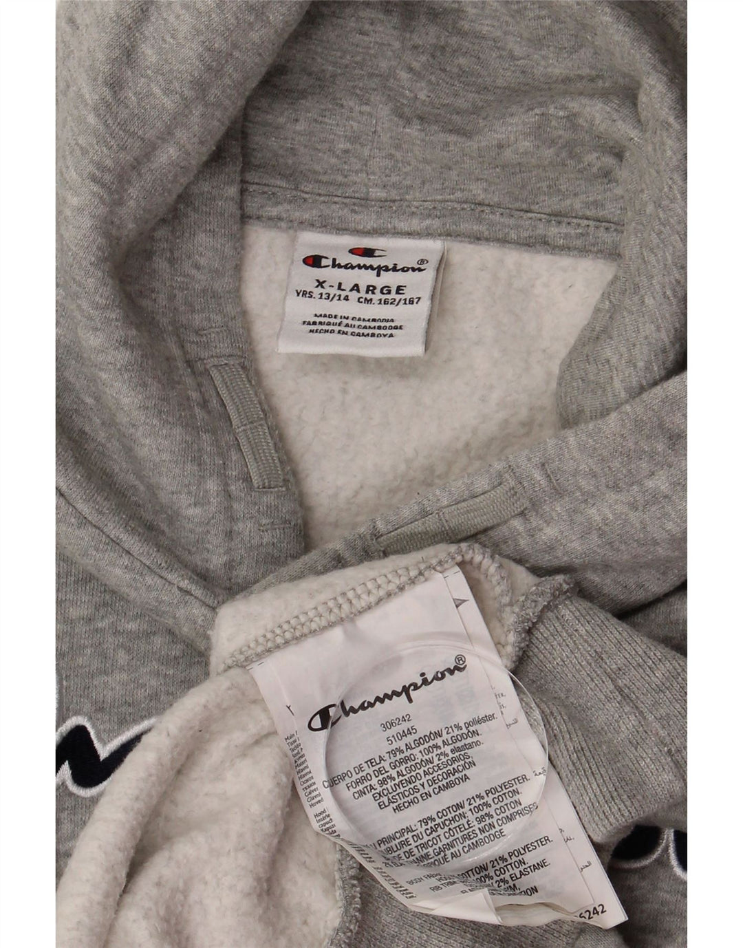 Джемпер с капюшоном CHAMPION для мальчиков, 13–14 лет, серый хлопок, размер XL