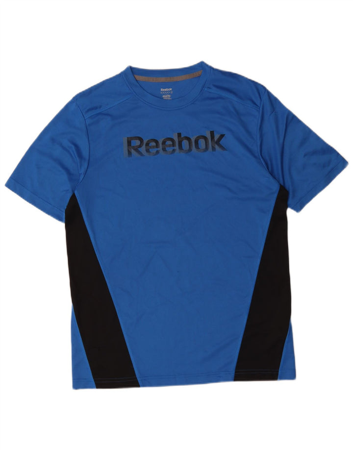 Reebok Мужская футболка с рисунком Верх среднего синего цвета из полиэстера с цветными блоками