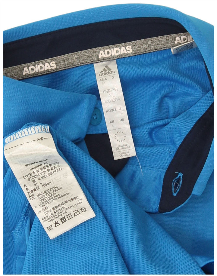 Мужская рубашка поло Adidas большая синяя полиэстер