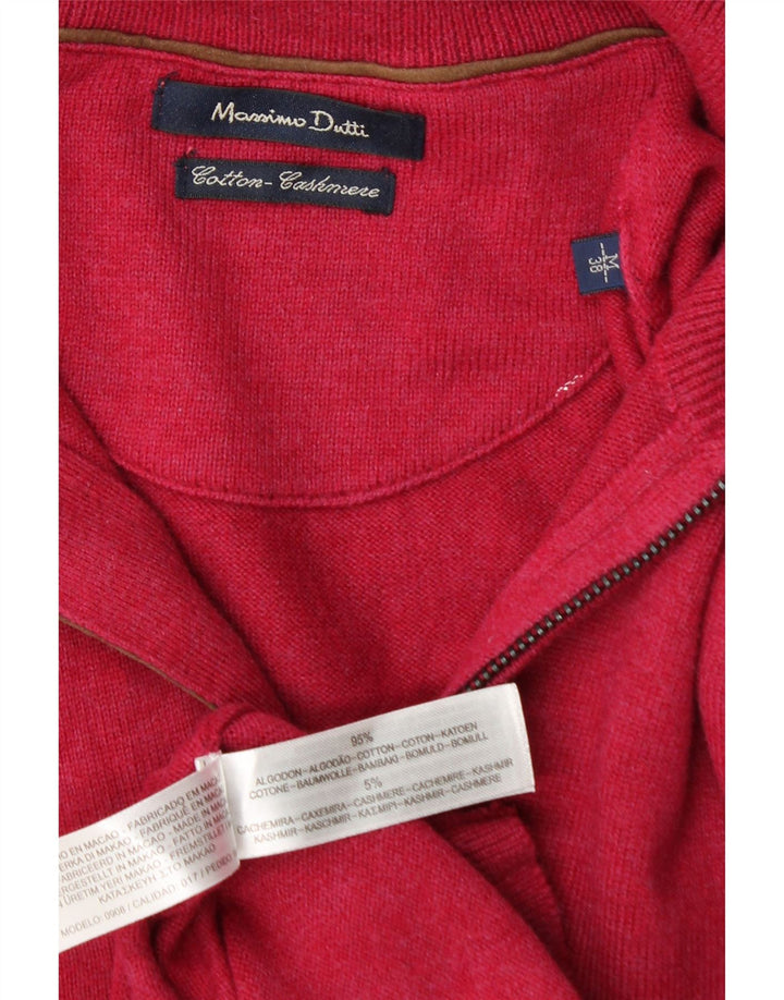 Мужской джемпер с воротником на молнии Massimo Dutti, хлопковый средний розовый цвет
