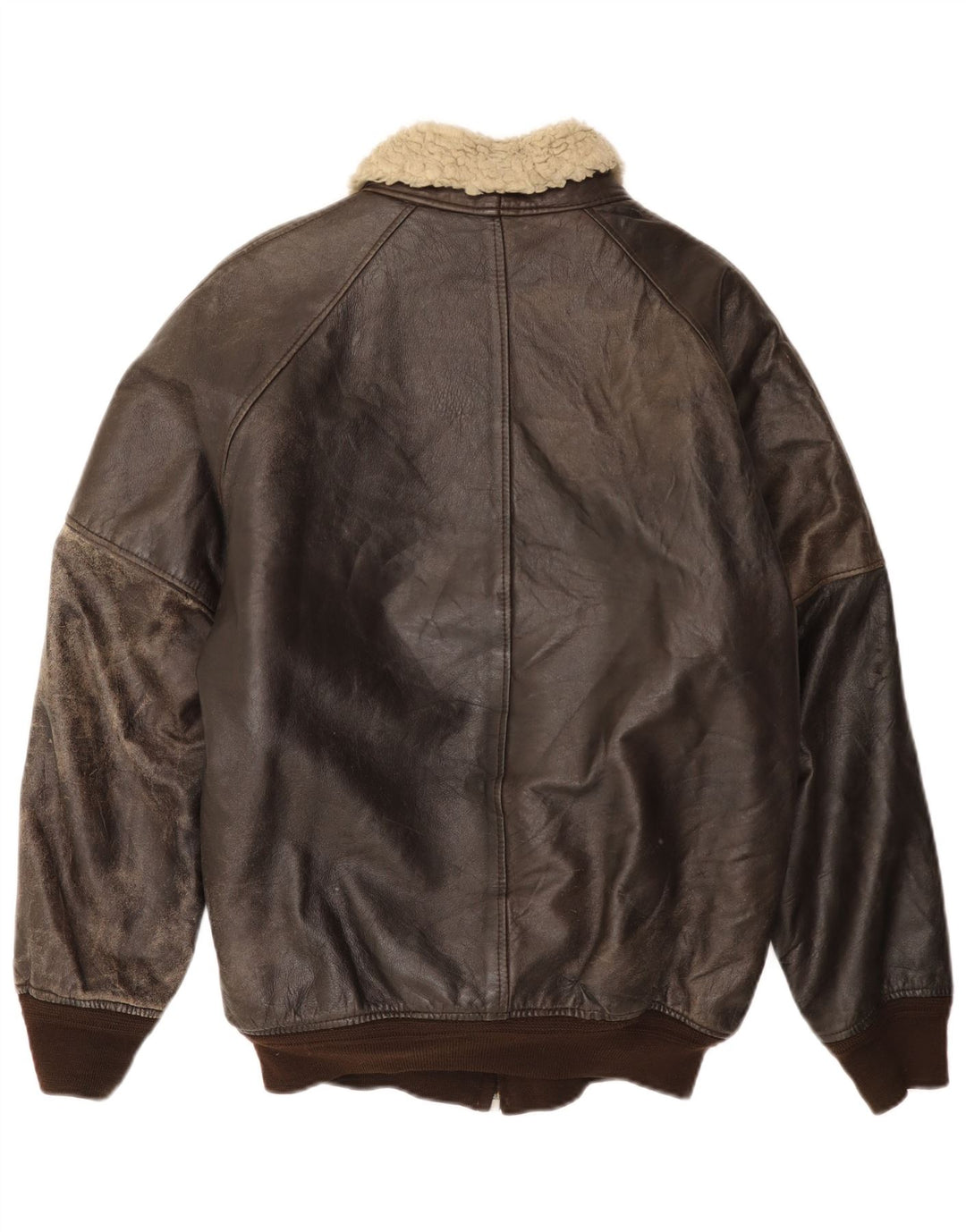 Винтажная мужская кожаная куртка из шерпы IT 52 XL Коричневая