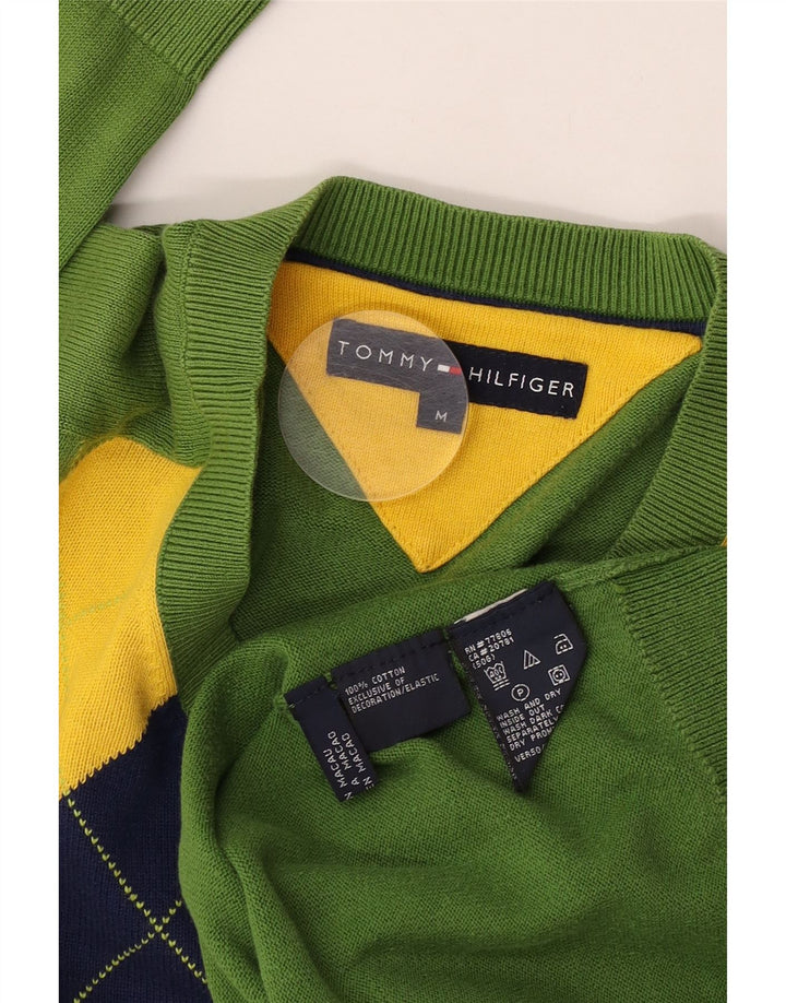 Мужской джемпер с v-образным вырезом Tommy Hilfiger, средний зеленый с узором аргайл/бриллиант