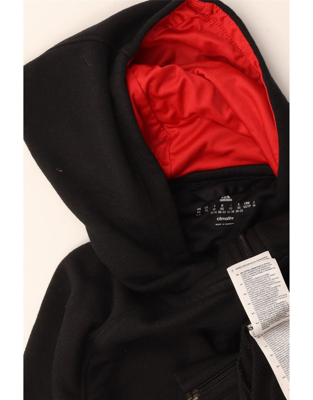 Женский свитер с капюшоном ADIDAS Climalite на молнии UK 4/6 XS, черный полиэстер