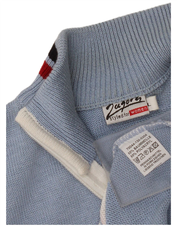 ВИНТАЖНЫЙ женский кардиган без рукавов, Великобритания, 16, большой синий цвет с цветными блоками