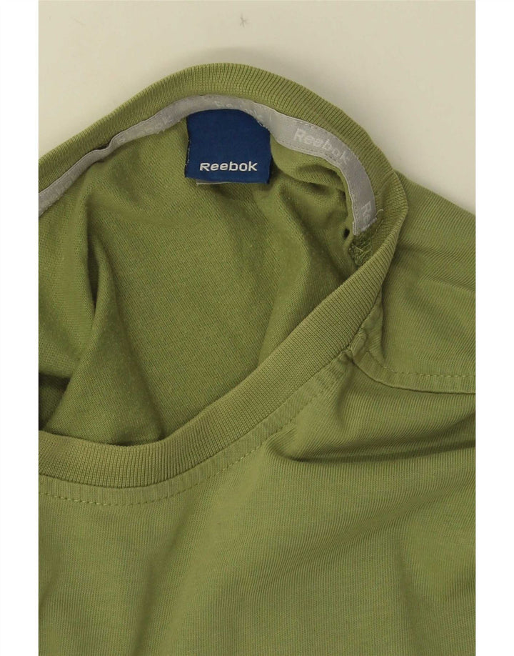 Мужская футболка Reebok, хлопковый топ среднего зеленого цвета