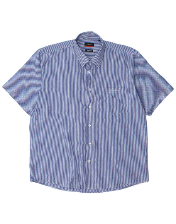 Мужская рубашка стандартного кроя с коротким рукавом Pierre Cardin 3XL, синяя хлопковая полоска