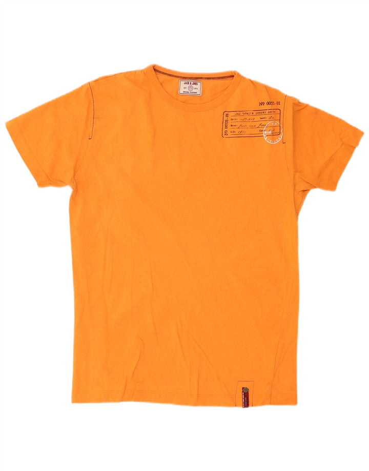 Мужская футболка с рисунком Jack & Jones из хлопка среднего оранжевого цвета