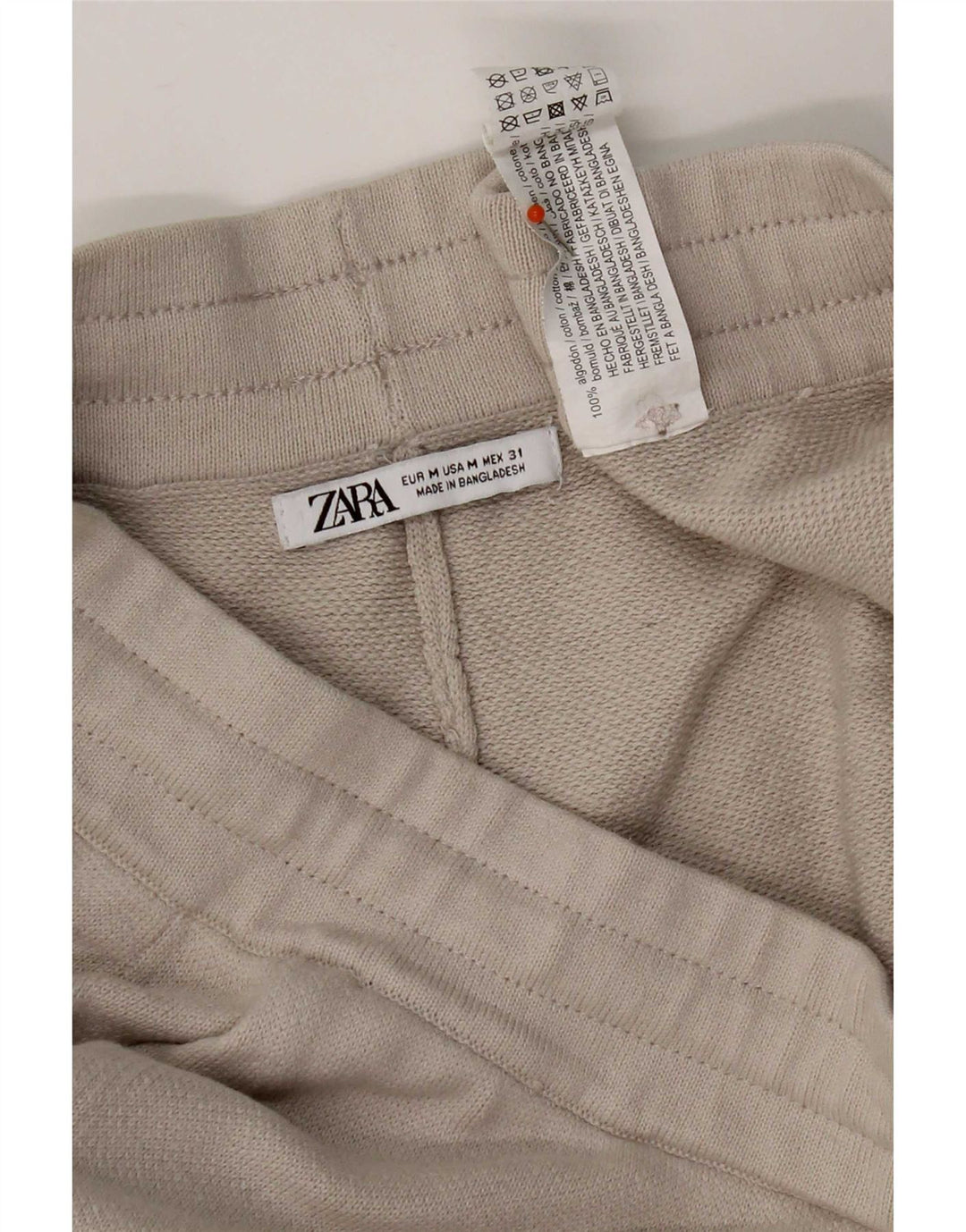Мужские спортивные шорты Zara среднего размера, бежевые, хлопок