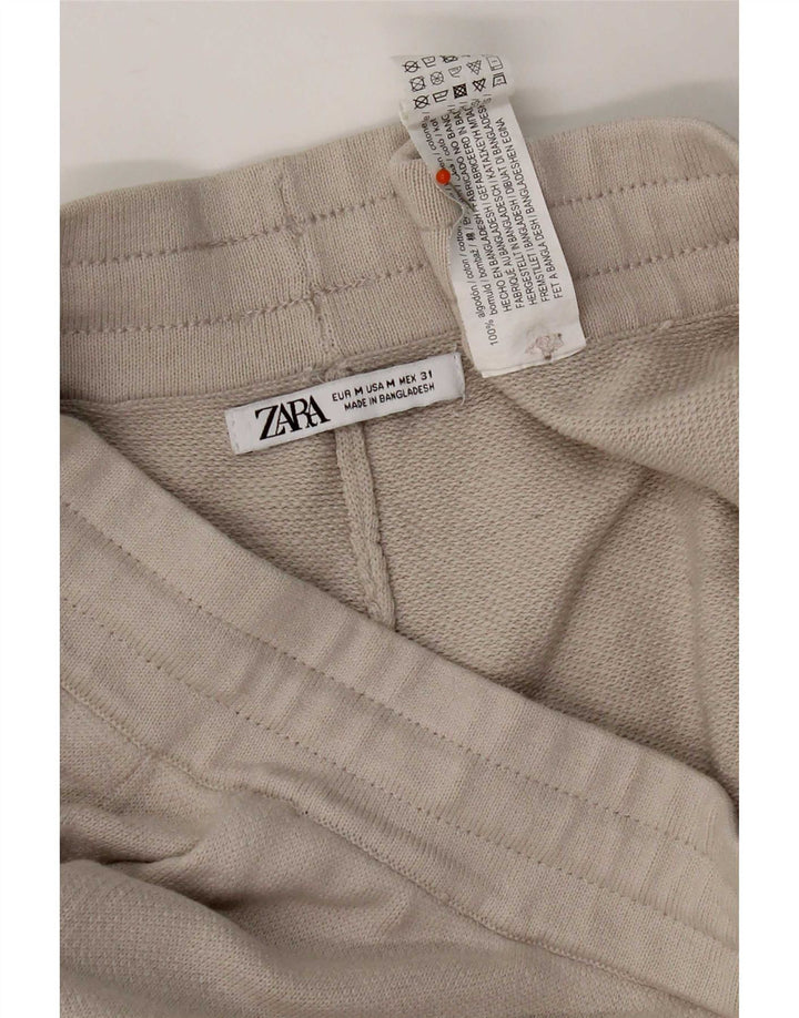 Мужские спортивные шорты Zara среднего размера, бежевые, хлопок
