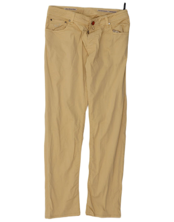 JACOB COHEN Mens Straight Casual Trousers W37 L32  Yellow Cotton