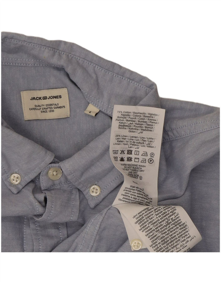 Мужская рубашка Jack & Jones, большая синяя хлопковая крапинка