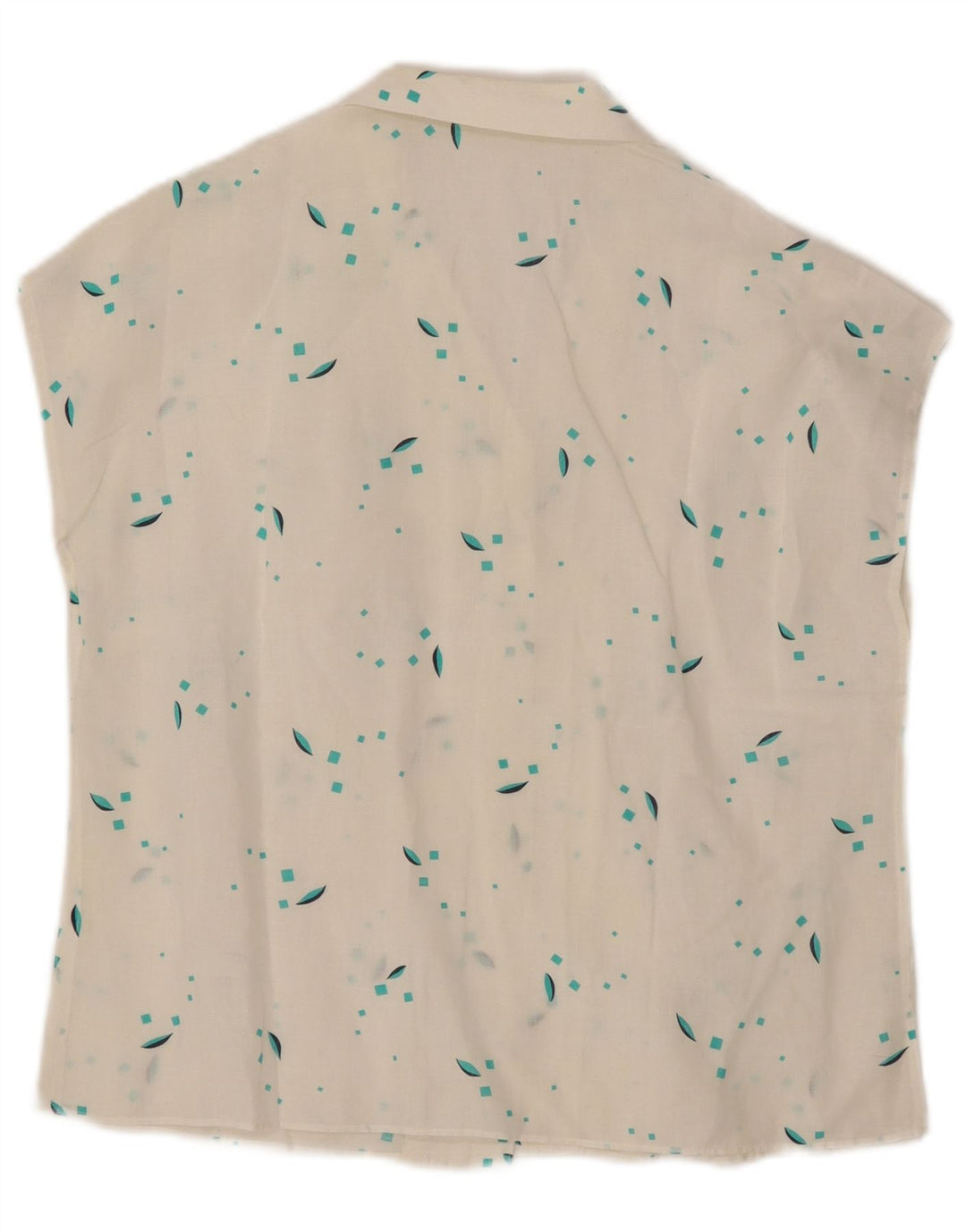 Женская блузка-рубашка без рукавов VINTAGE UK 12, средний белый с геометрическим узором