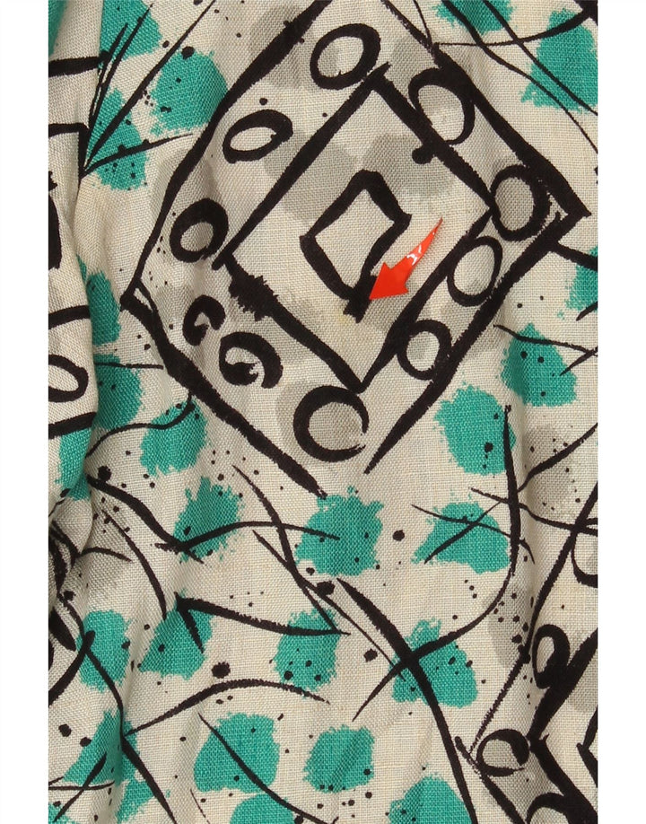 Винтажная женская укороченная блузка-рубашка UK 12, средний разноцветный геометрический узор