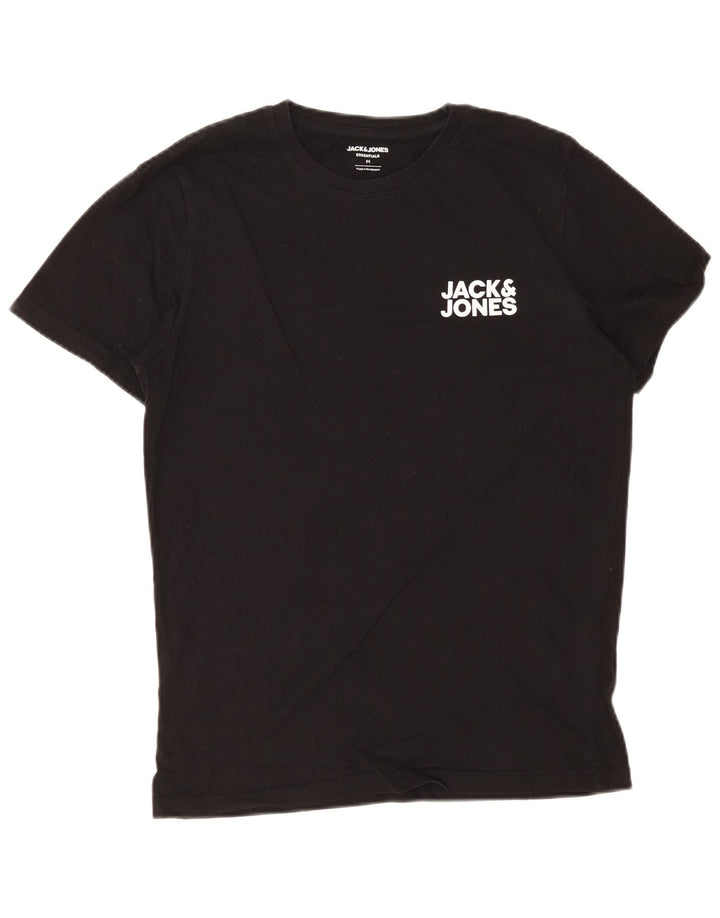 Мужская футболка Jack & Jones из хлопка среднего размера, черная