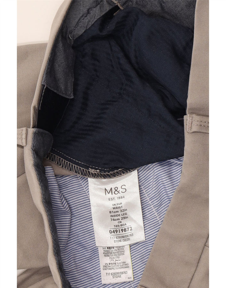 Мужские прямые костюмные брюки Marks & Spencer W32 L28 серые, хлопковые