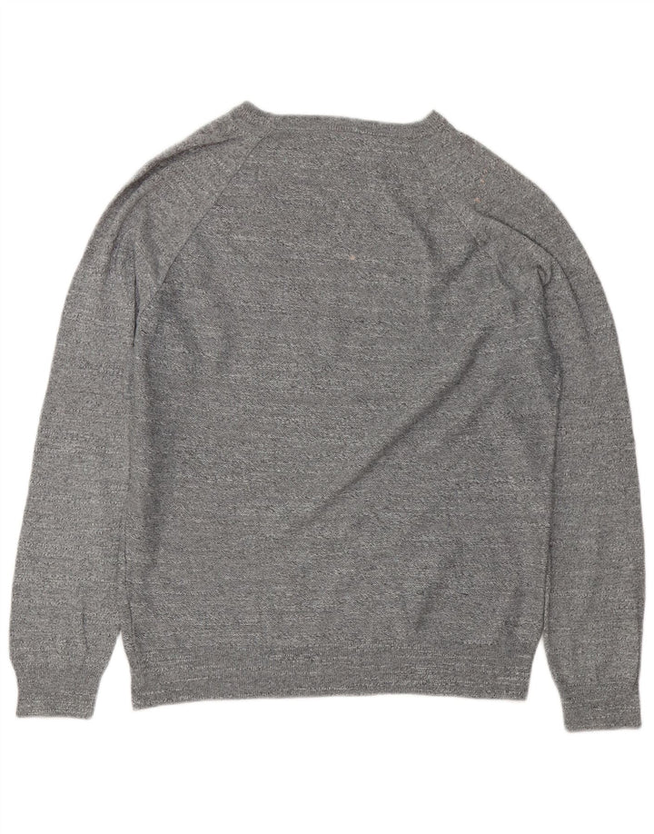 Мужской джемпер с круглым вырезом J. Crew, хлопковый свитер среднего серого цвета с крапинками