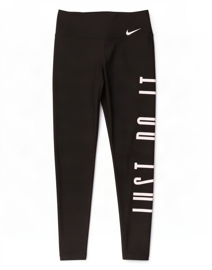 Женские леггинсы с рисунком Nike Dri Fit UK 10, маленькие черные, полиэстер