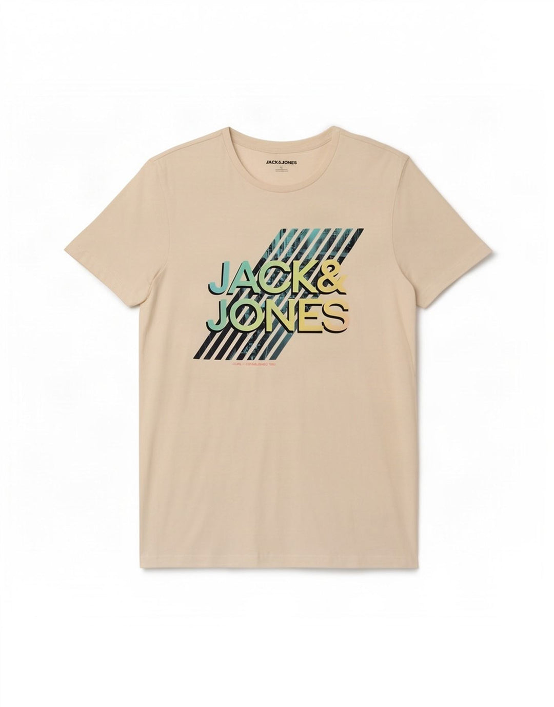 Мужская футболка с рисунком Jack & Jones, топ среднего размера, белый хлопок, хлопок