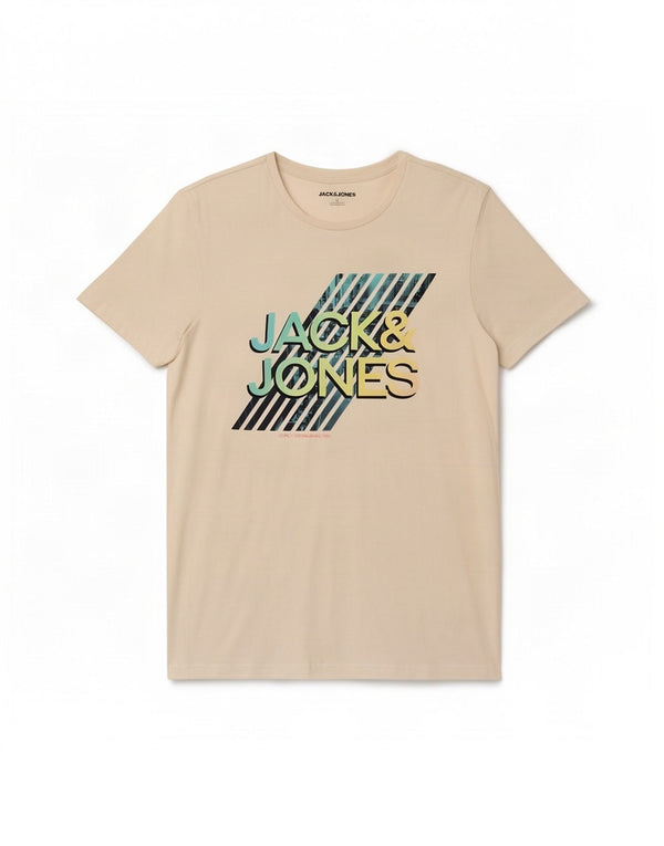 Мужская футболка с рисунком Jack & Jones, топ среднего размера, белый хлопок, хлопок