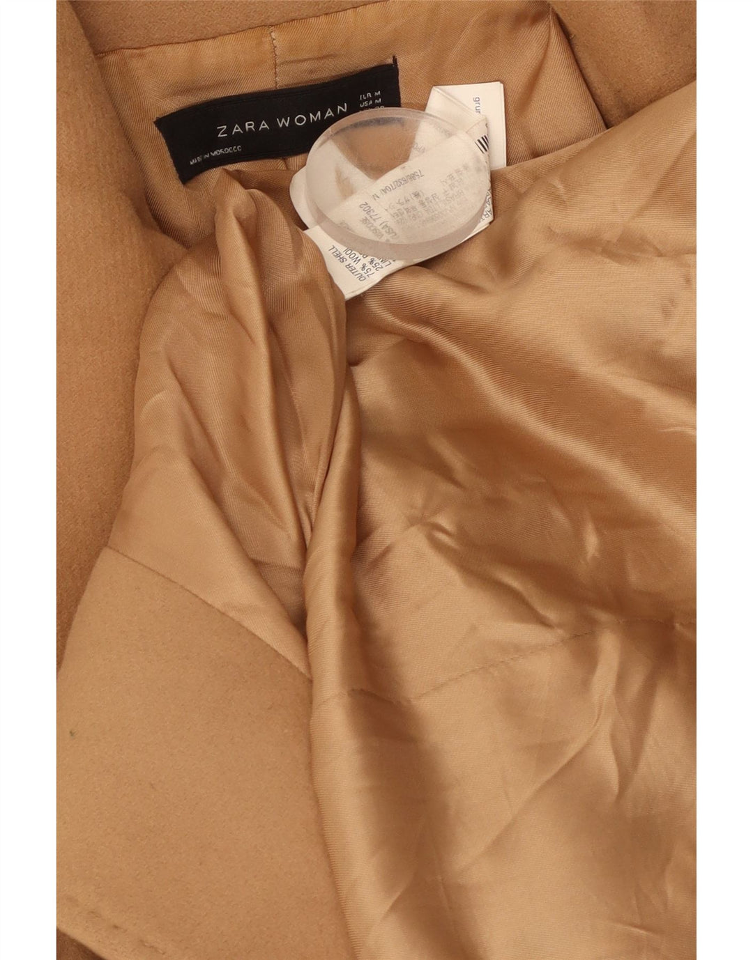 Женское двубортное пальто Zara UK 12, средний коричневый цвет, шерсть