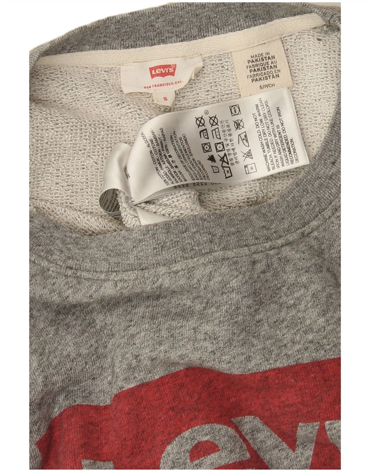 Женский джемпер-свитшот с рисунком Levi's, размер UK 10, маленький, серый, хлопковый с крапинками