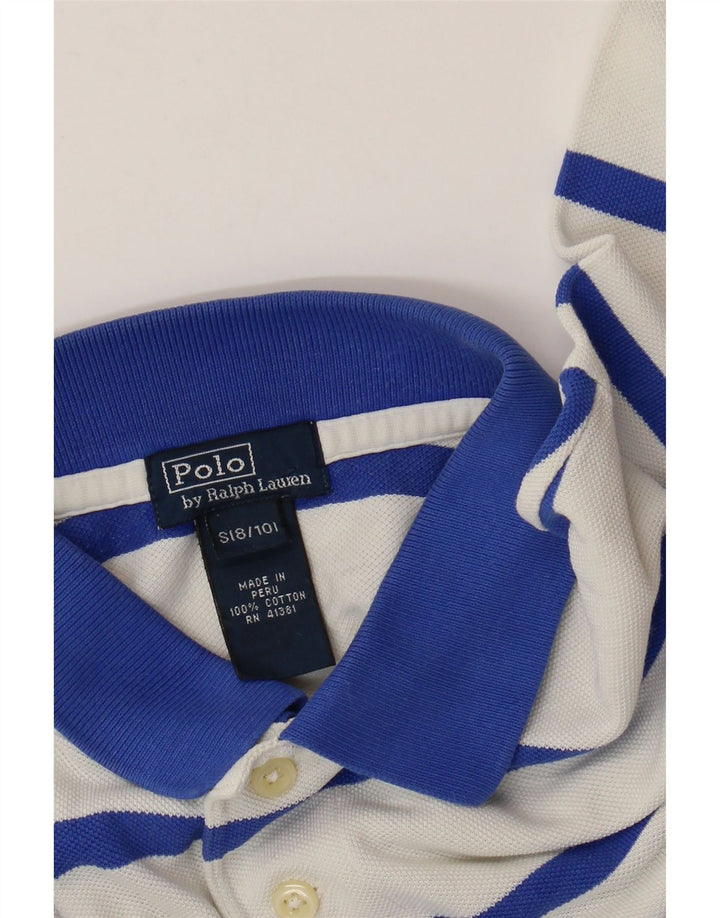 POLO RALPH LAUREN Рубашка-поло для мальчиков 8-9 лет, маленькая хлопковая белая полоска