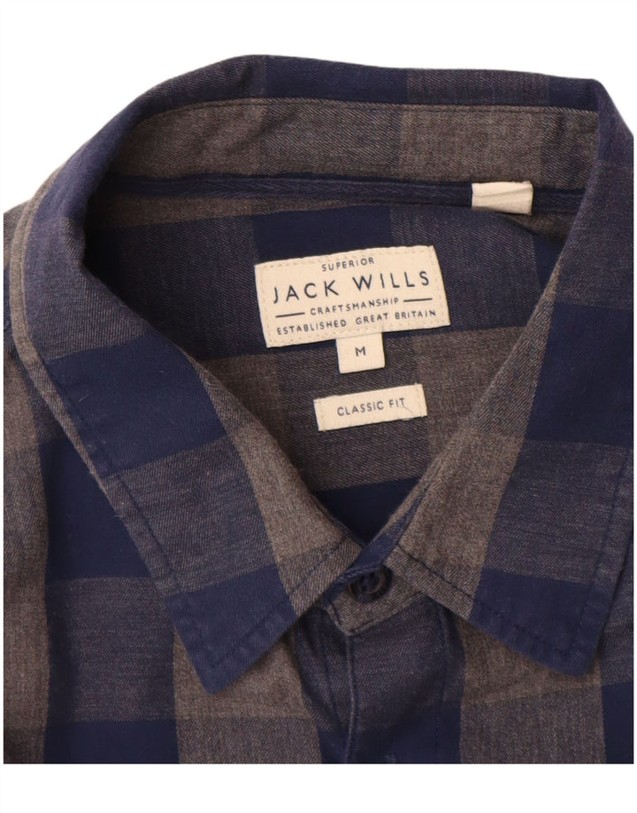 Мужская фланелевая рубашка классического кроя Jack Wills среднего размера, темно-синяя, хлопок в мелкую клетку