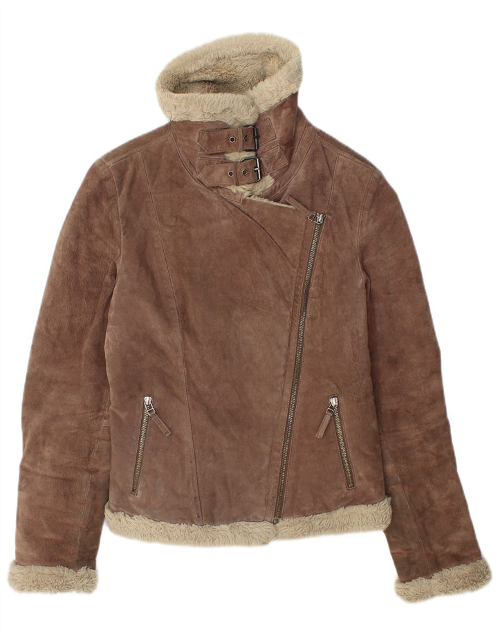 Женская замшевая куртка из шерпа Oakwood UK 12, кожа среднего коричневого цвета