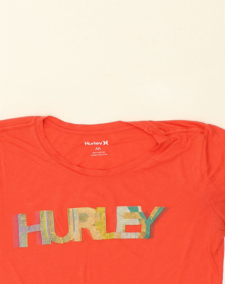 HURLEY Womens Graphic T-Shirt Top UK 12 Medium Red Cotton | Vintage Hurley | Thrift | Second-Hand Hurley | Used Clothing | Messina Hembry 