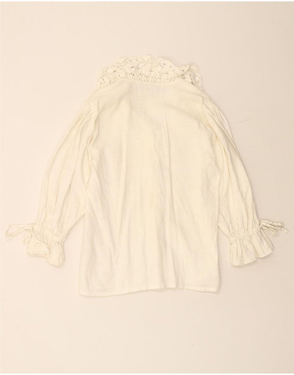 HESS FRACKMANN Женская блузка-рубашка с рукавом 3/4 EU 38 Medium Off White Linen