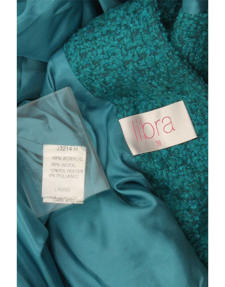 Женский пиджак Libra с 3 пуговицами, Великобритания, 18 XL, бирюзовый акрил