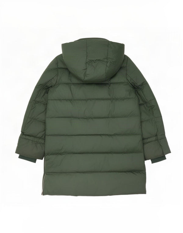 Женское длинное стеганое пальто с капюшоном Zara UK 10, маленькое зеленое из полиамида