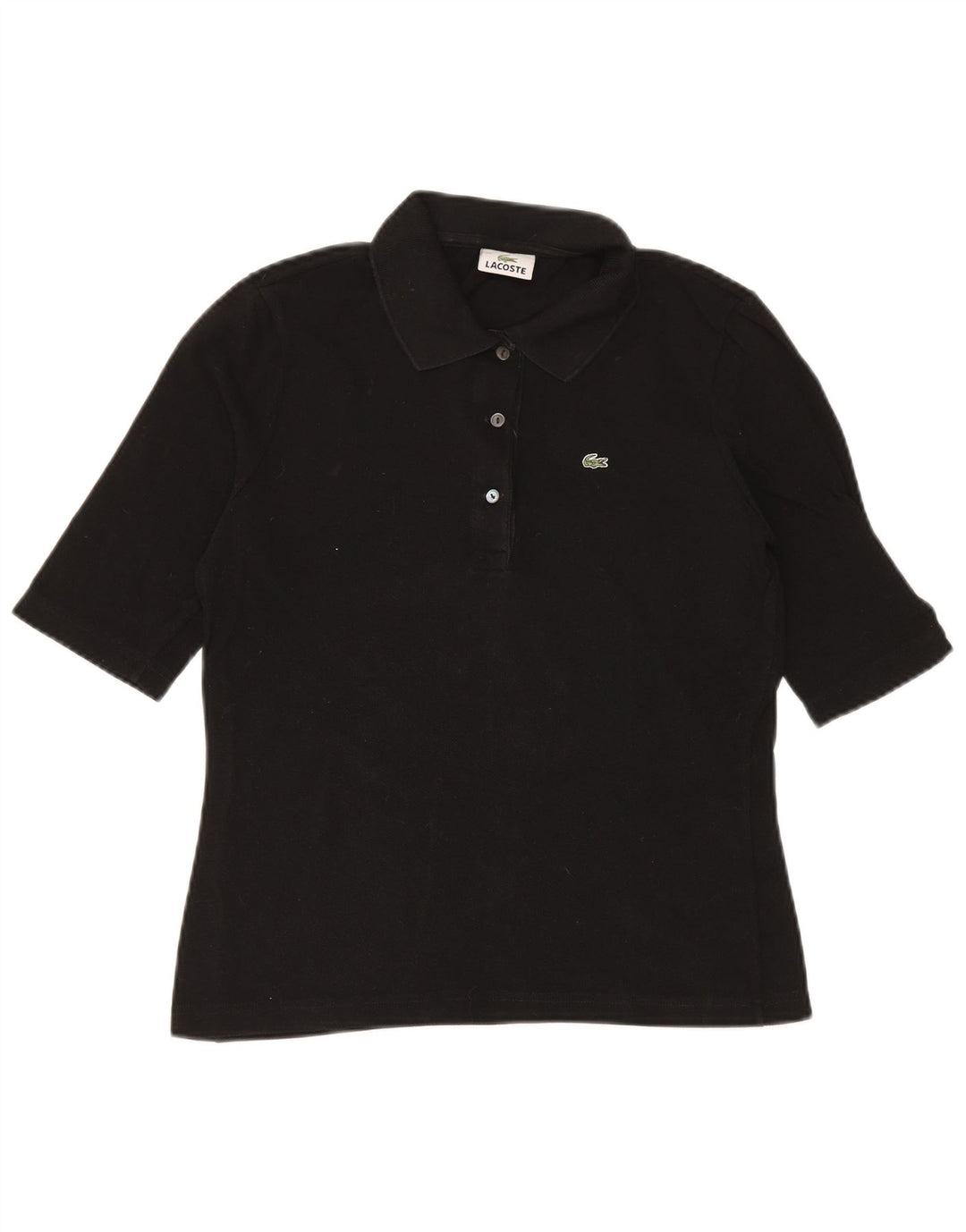 Женская рубашка поло Lacoste, размер 42, большая, черная, хлопок