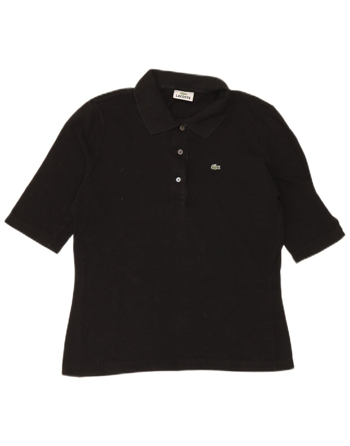 Женская рубашка поло Lacoste, размер 42, большая, черная, хлопок