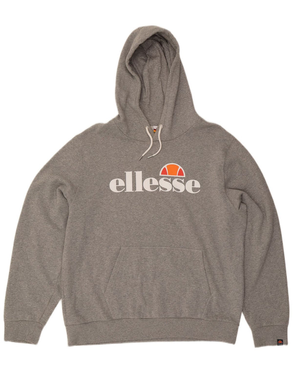 ELLESSE Mens Graphic Hoodie Jumper XL Grey Cotton
