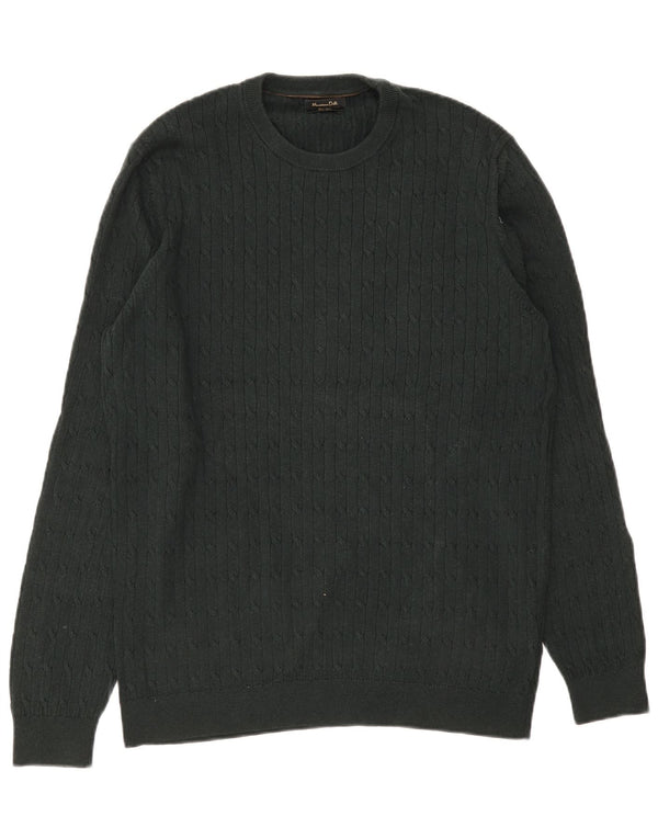 Мужской джемпер с круглым вырезом Massimo Dutti XL, зеленый хлопок