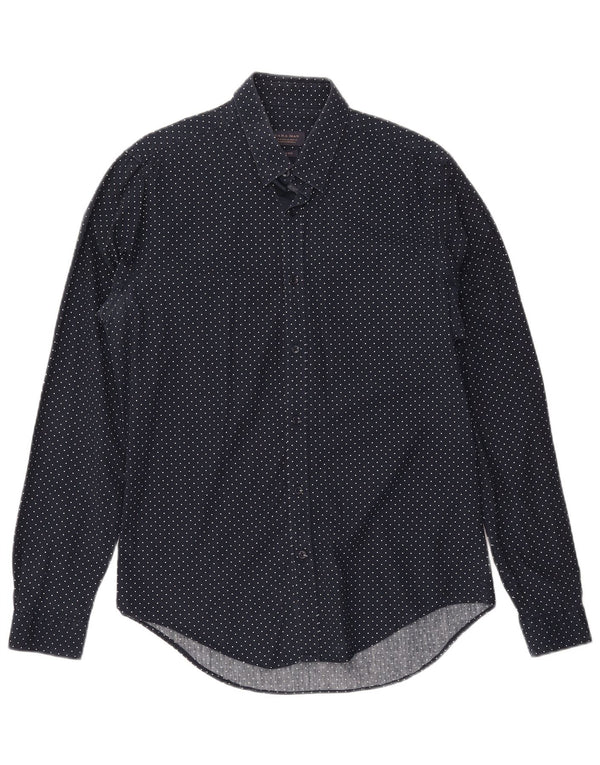 ZARA Mens Slim Fit Shirt Medium Navy Blue Geometric