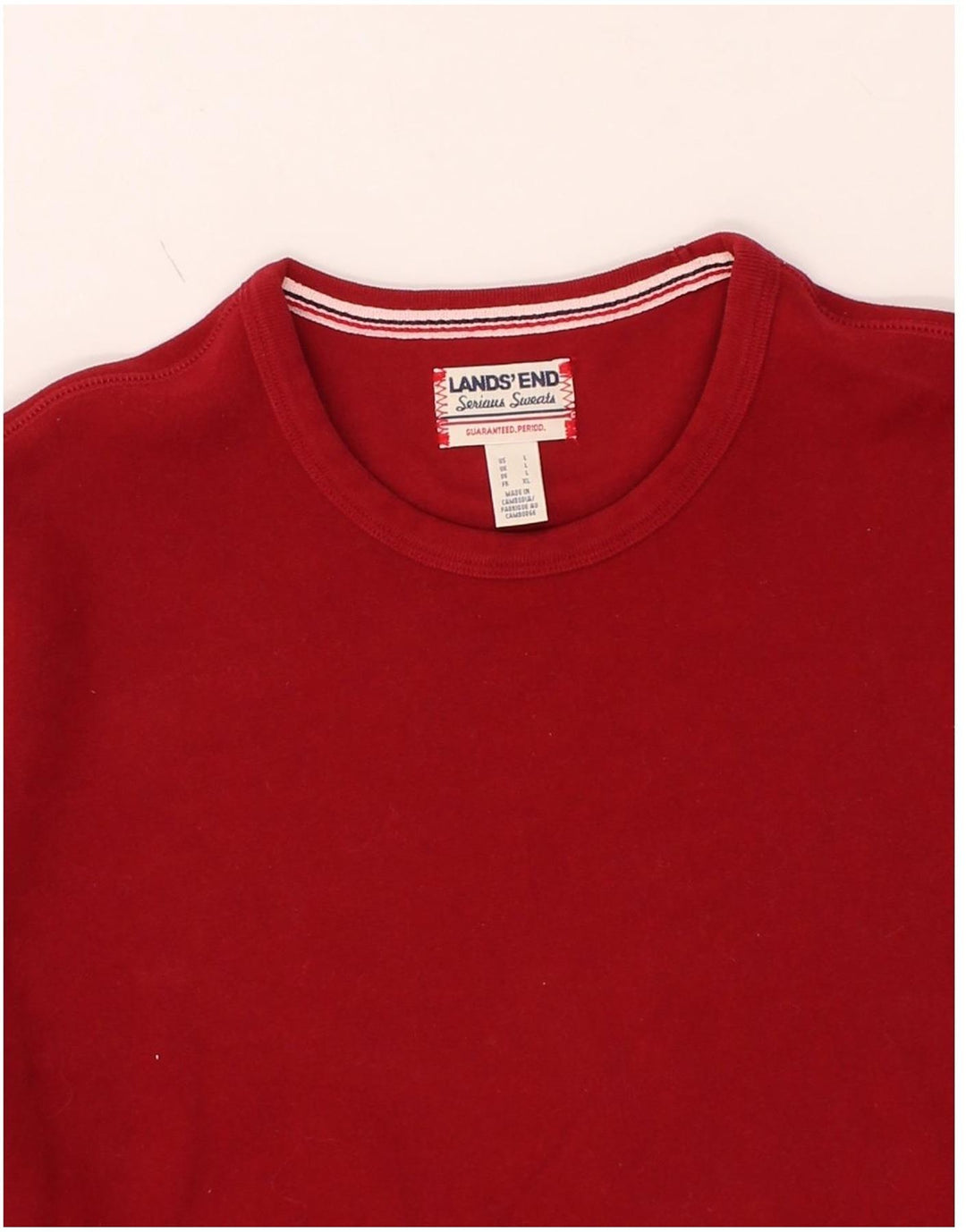 LANDS END Mens Sweatshirt Jumper Large Red Cotton Vintage Lands End and Second-Hand Lands End from Messina Hembry 