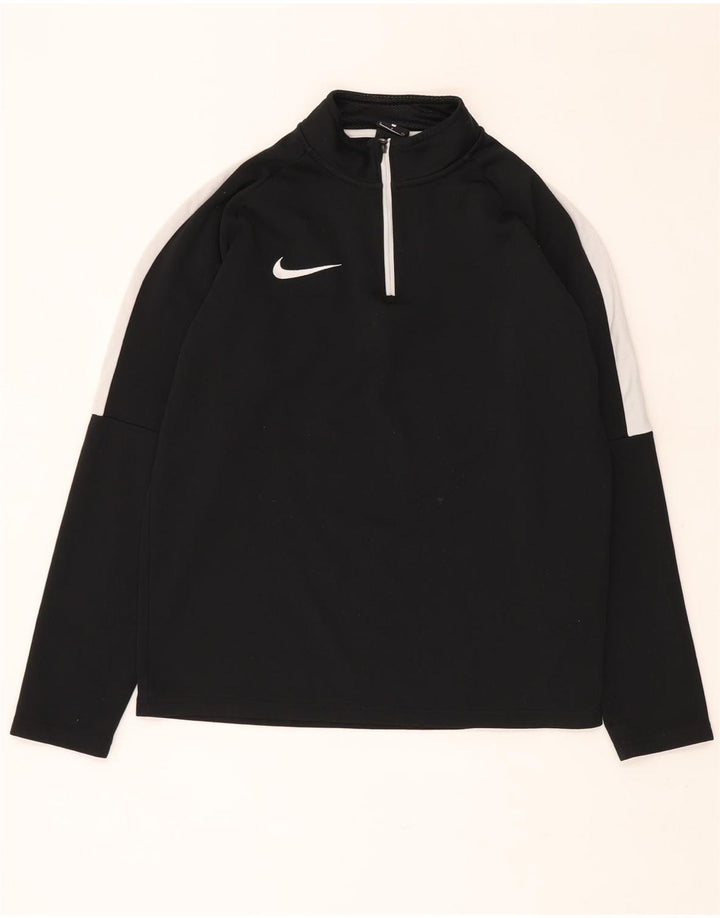 Мужской пуловер на молнии NIKE Dri Fit, спортивный костюм, маленький черный, с цветными блоками