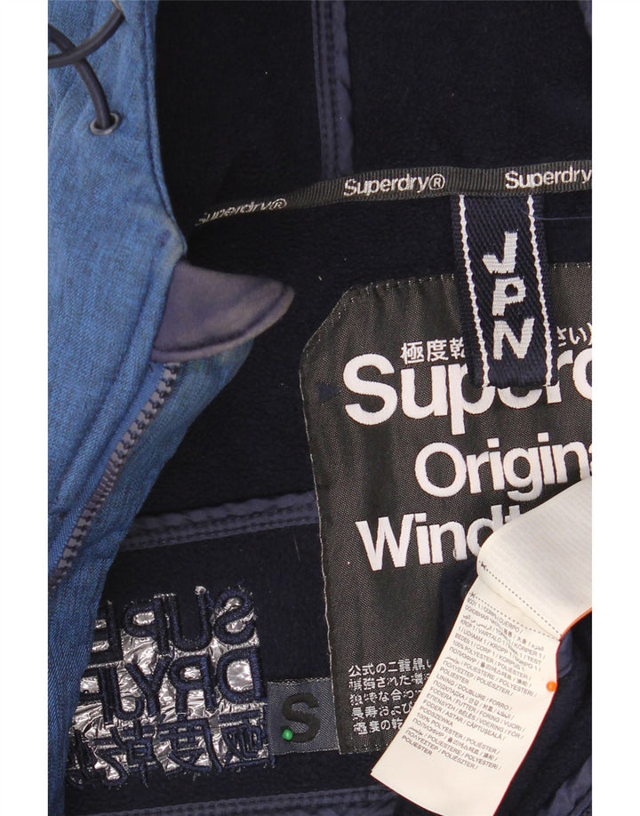 SUPERDRY Мужская ветровка с капюшоном, куртка UK 36, маленький синий