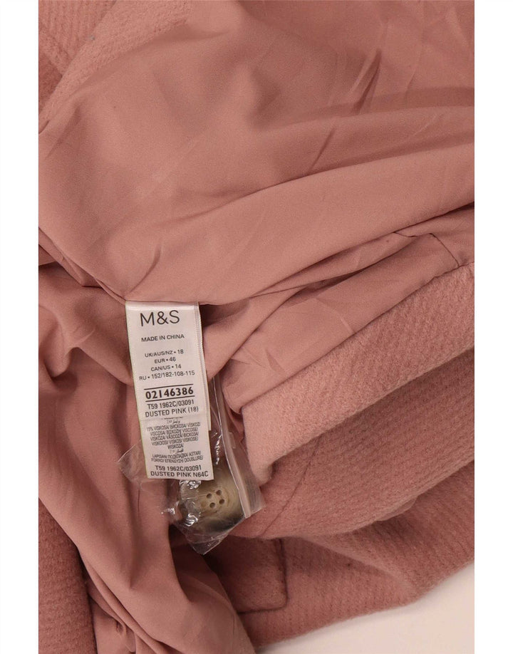Женское двубортное пальто Marks & Spencer UK 18 XL розовое из полиэстера