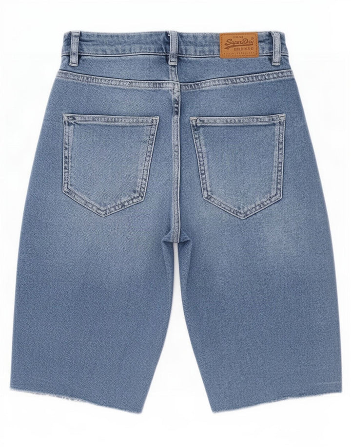 Женские джинсовые шорты Superdry W28, хлопковые, среднего синего цвета
