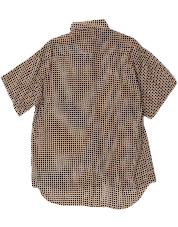 Vintage Womens Longline Short Sleeve Shirt UK 16 Large White Houndstooth