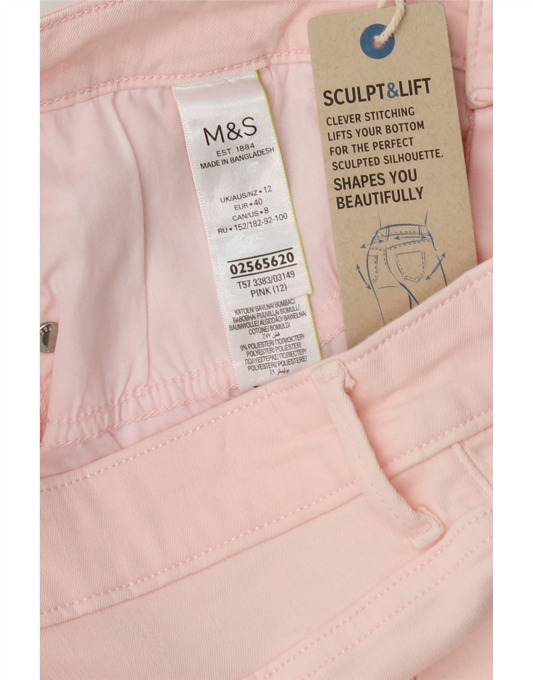 Женские джинсовые шорты MARKS & SPENCER UK 12 Medium W30 Розовый хлопок