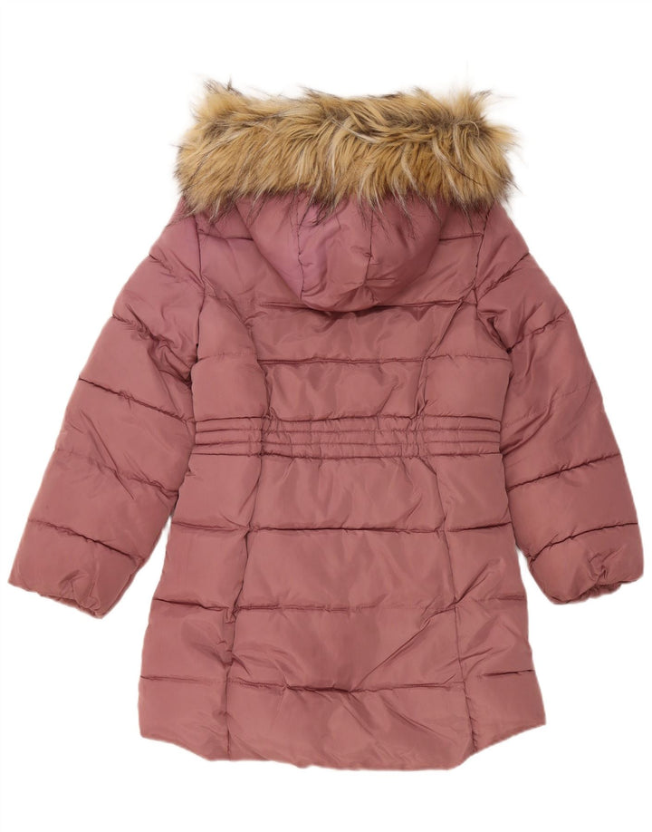 Стеганое пальто с капюшоном Dkny для девочек 10–11 лет, средний розовый цвет, полиэстер