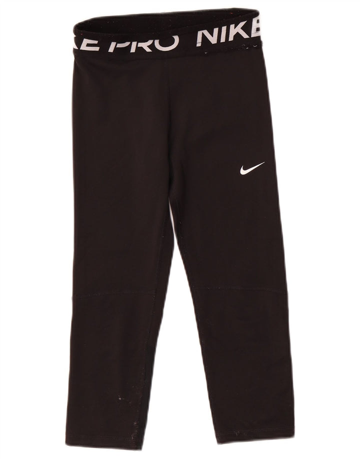 Леггинсы с рисунком Nike Dri Fit для девочек 10–11 лет, средний черный, полиэстер