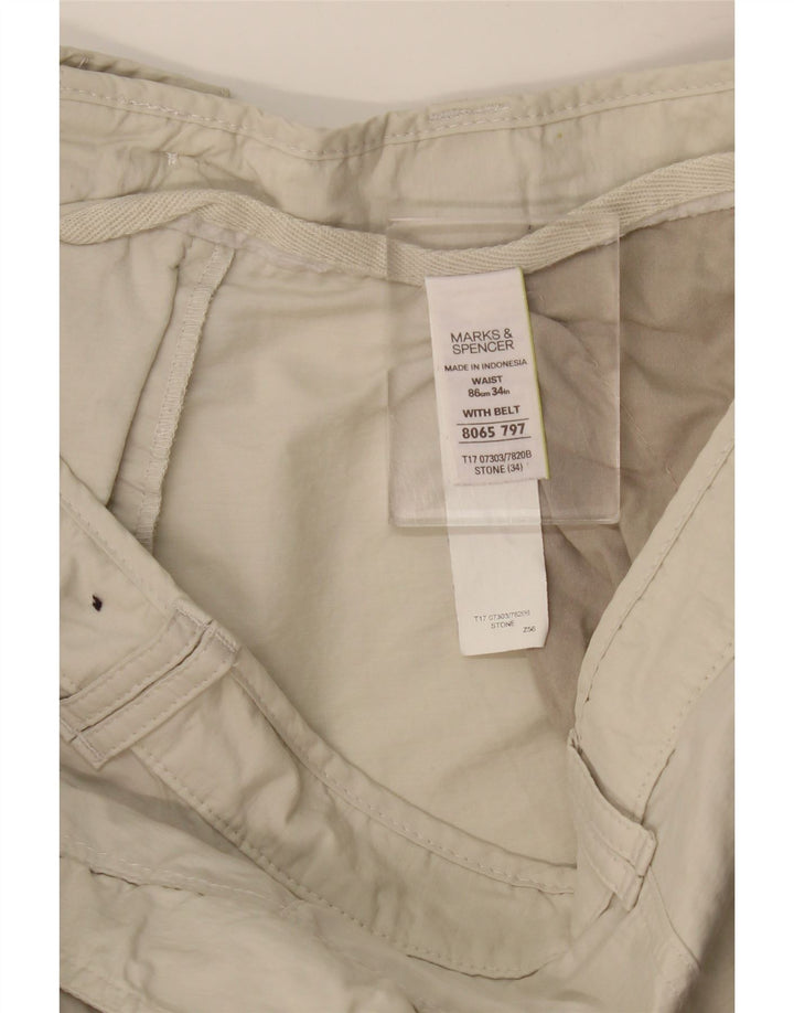Мужские шорты-бермуды MARKS & SPENCER W34, большие, бежевые, хлопок